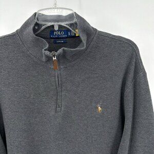 POLO RALPH LAUREN sweater estate rib pullover quarter zip 100% cotton gray XL